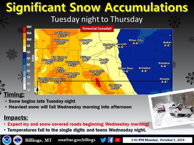 The forecast area for Wednesday's winter storm